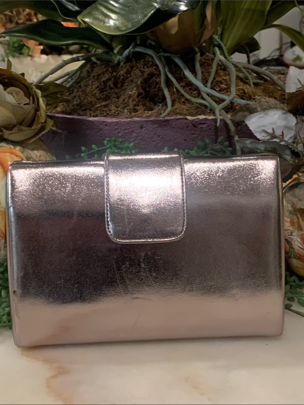 Ande Gold Leather Clutch Bag